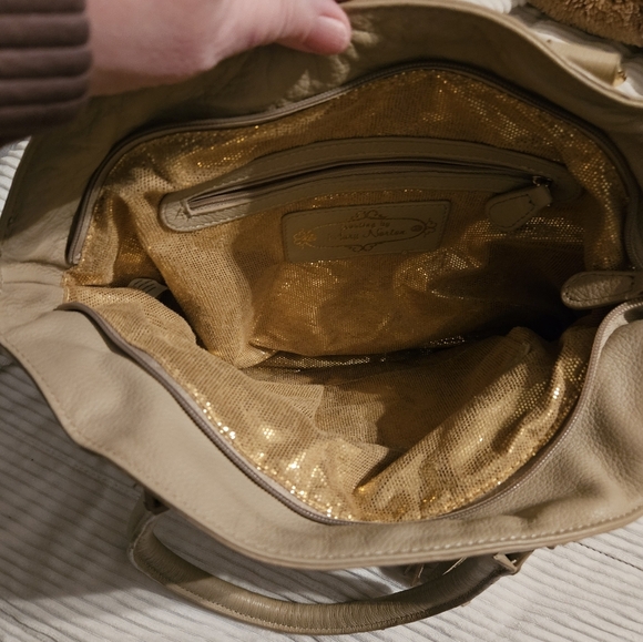 Frosting by Mary Norton Elegant Tan Studded Tote Bag. - Picture 5 of 11